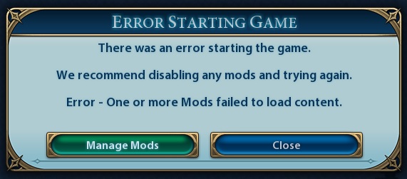 error-starting-game